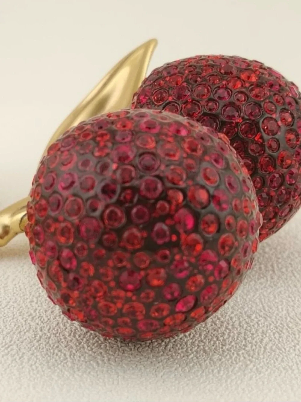 Gold Crystal Cherry  Bag Charm